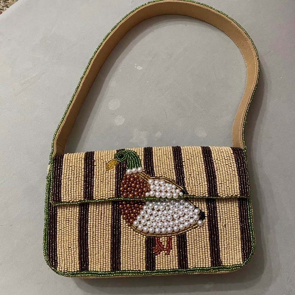 Anthropologie Beaded Duck Design Handbag